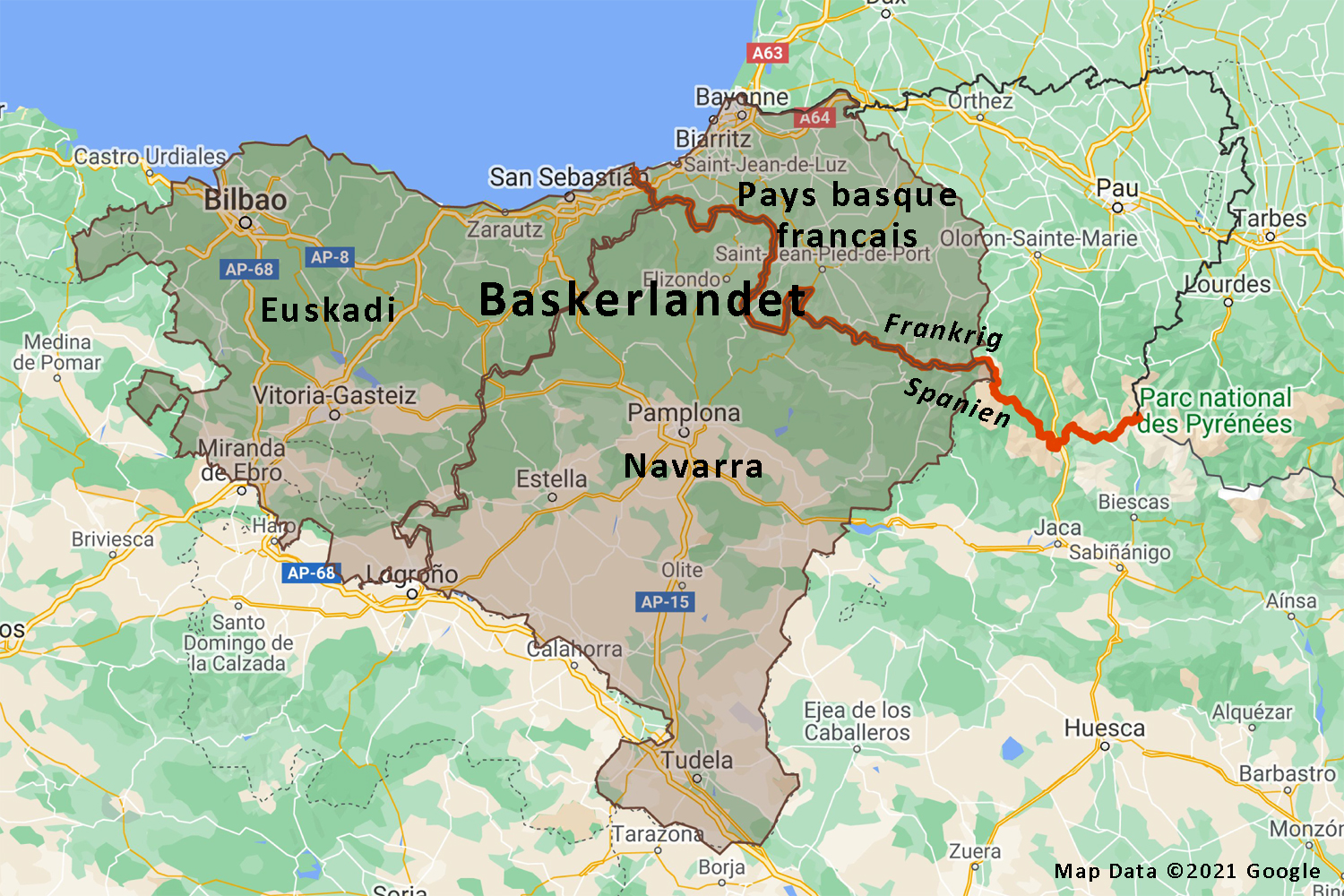 kort over Baskerlandet